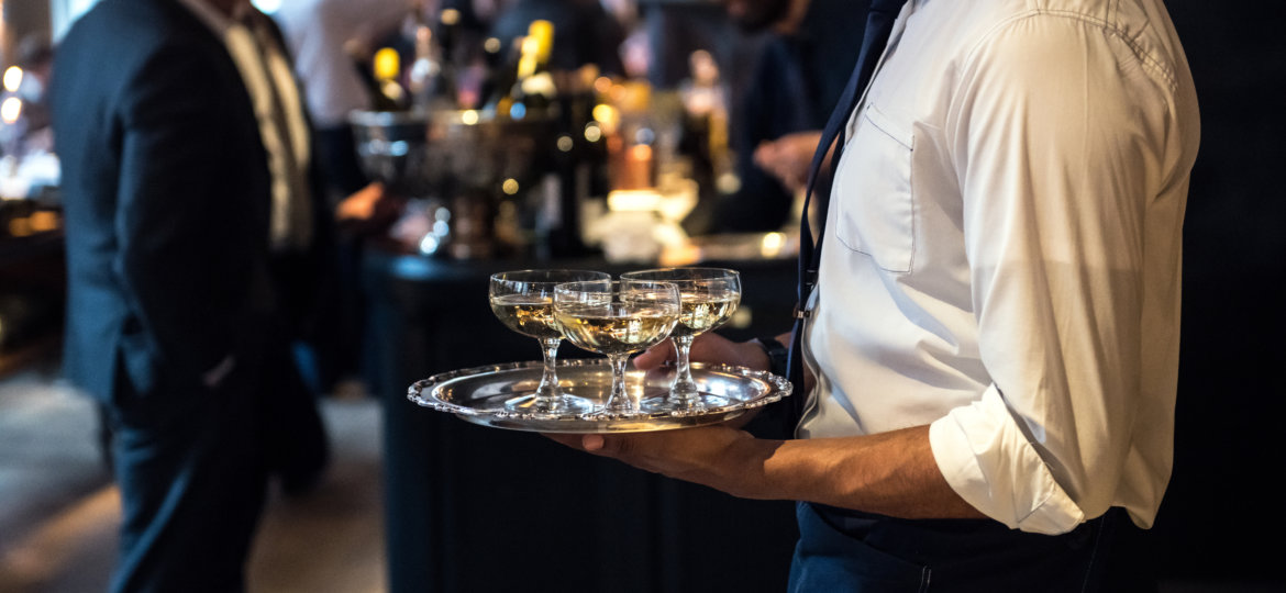 event waiter carrying drinks