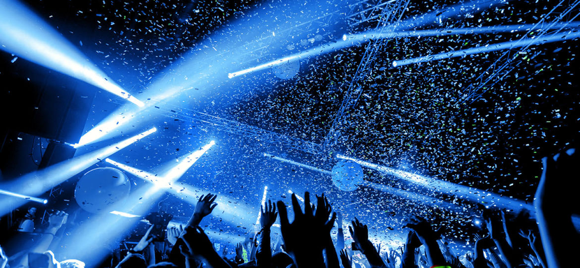night club party festival dj with crowd of people